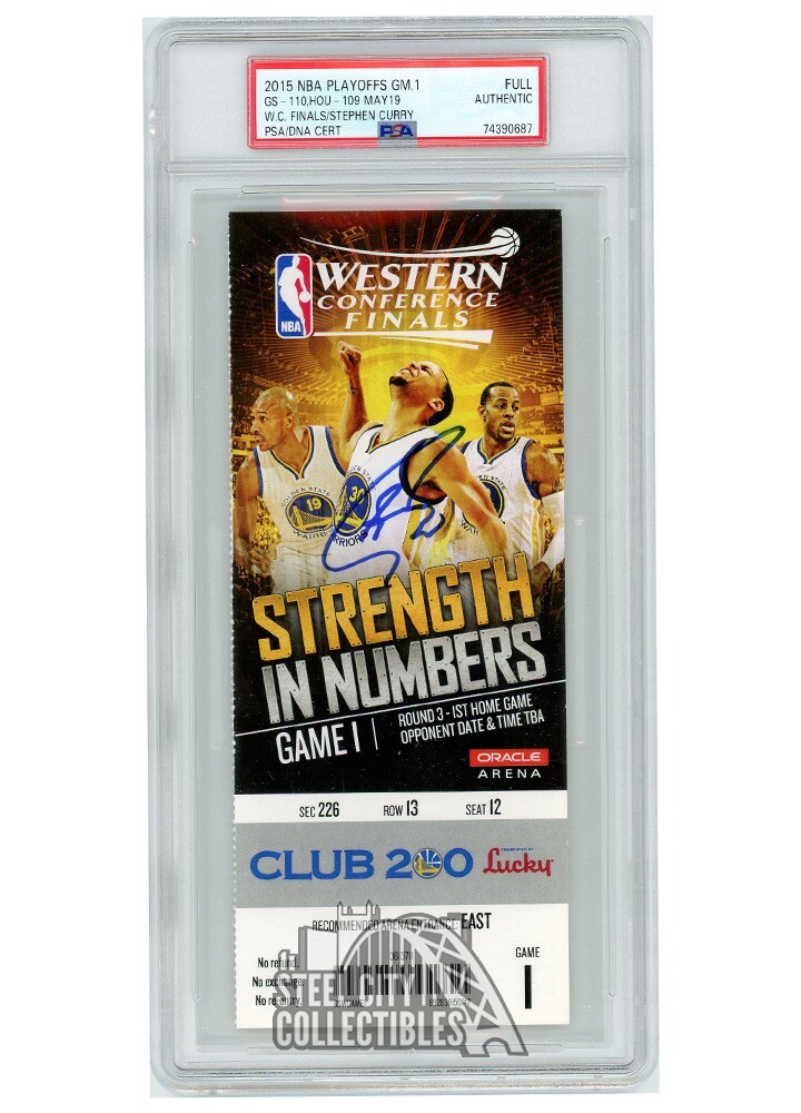 Stephen Curry Autographed Signed 2015 NBA WCF Rnd 3 Gm 1 Ticket PSA Authentic 
