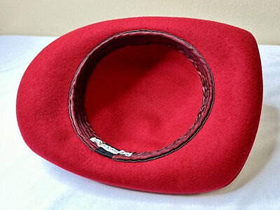 Vintage Laura Ashley 100% Wool Red Hat With Bow United 