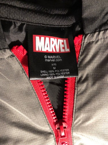 Marvel's Deadpool Logo Hooded Jacket Windbreaker Size Medium - Picture 3 of 5