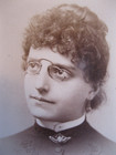 Antique Cabinet Card Photo of Victorian Woman (Flora Oct 1884 written on front). — photo 2