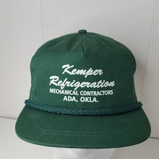 Vintage Kemper Refrigeration Hat Leather Strapback Baseball Cap Ada Oklahoma USA