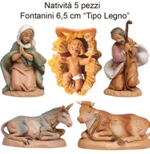 Presepe FONTANINI cm 6,5  "Tipo Legno" Statue, Pastori Natività Re Magi Figure