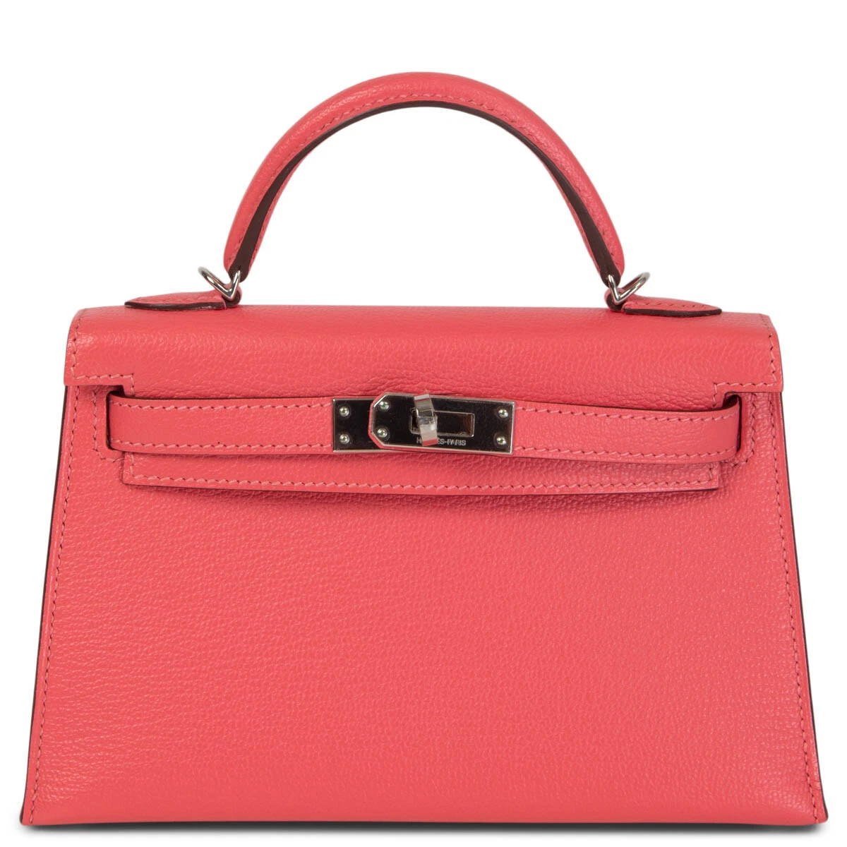 65766 auth HERMES Rose Lipstick pink Mysore leather MINI KELLY 20 SELLIER  Bag BN