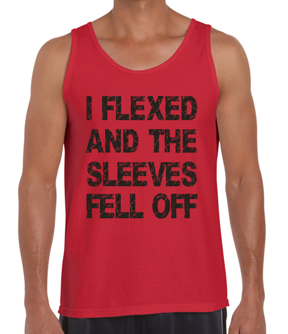 Funny T shirts Funny Singlets I flexed and my sleeves fell off work out gum tee eBay