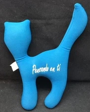 Microbead Cat Pensando En Ti Spanish Thinking About You Blue Plush 13" Toy Lovey
