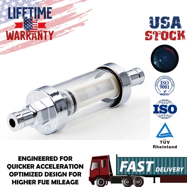Universal 10mm 3/8'' Reusable Hose barb Washable Inline Fuel Filter