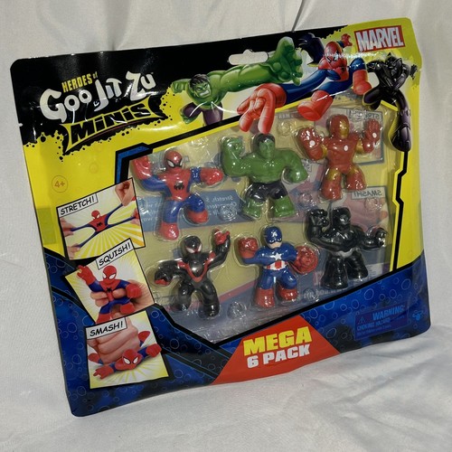 Pack De 6 Figurines Heroes Of Goo Jit Zu Marvel Minis - Spider-Man, Captain America, Etc. - Occasion Très Bon État
