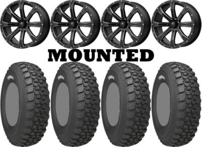 Kit 4 Tensor DS30 60 Duro Tires 30x10-15 on MSA M42 Bounty Matte Black 550