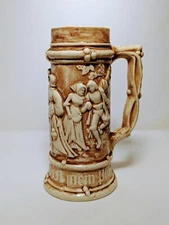 Vintage Beer Steins With Handle Handcrafted Art Pottery 1961 The G. Schwede's 9"