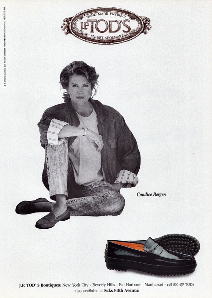 1996 J.P. TOD'S SHOES Candice Bergen photo Hand Made By Shoemakers