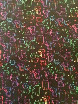 RAINBOW OMBRE KITTIES / CATS COTTON FABRIC FQ 18''X22''- perfect for DIY Masks