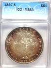 1897-S MORGAN SILVER DOLLAR ICG MS63