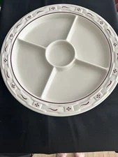 Longaberger Woven Traditions Traditional Red 13 1/2" 5 Section Relish Dish - USA