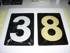 Vtg Plastic Number 3 and 8 Double-Sided Sign Gas Station Oil Transportation (d)