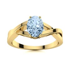 925 Sterling Silver Oval Aquamarine Gemstone Ethnic Solitaire Promise Ring