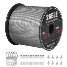 Picture Hanging Wire 190lbs, Heavy Duty Stainless Steel Wire Rope for Hanging...