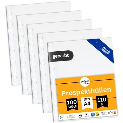 perfect line 100 Prospekthüllen A4 110µ genarbt extra stark Sammelhüllen NEU OVP