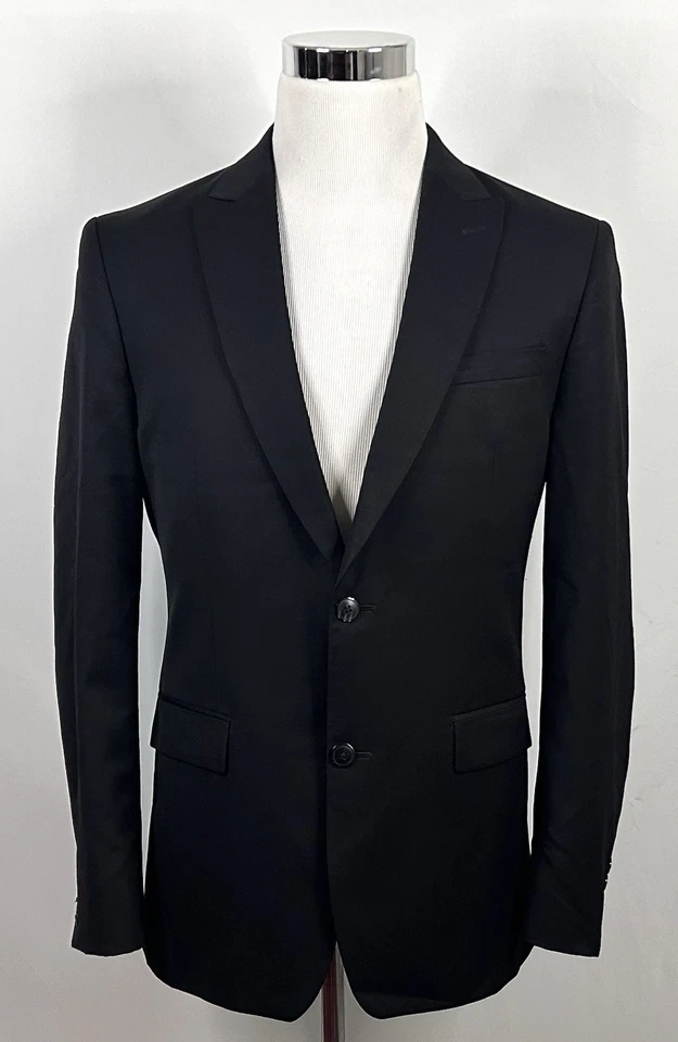 Casaco esportivo Bar III 40R slim fit 100% lã todo preto dois botões ventilação dupla - Imagem 2 de 4