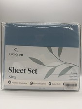 LuxClub Bedding Sheet Set 6PC King Size Solid Performance Soft - Light Blue