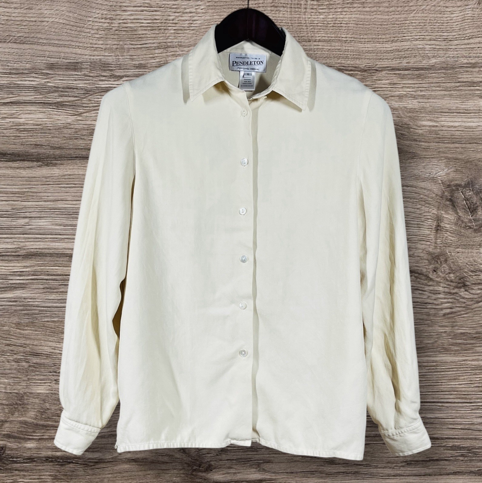 Pendleton 100% Silk Button Front Blouse Womens 6 … - image 1