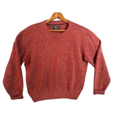 Scottish Isle Bernette Red Speckled Wool Blend Crewneck Sweater Made in USA