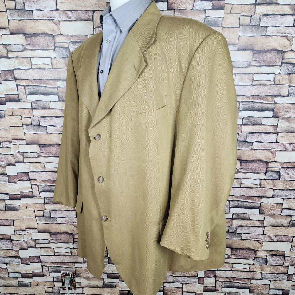 Blazer a medida Sims Tailors para hombre 60R amarillo beige 3 botones doble ventilación Foto 2 de 4