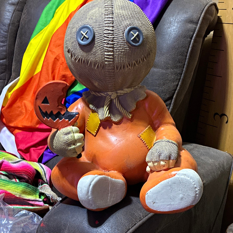Trick 'r Treat Sam Resin Halloween Figurine Free Standing, Orange/Beige