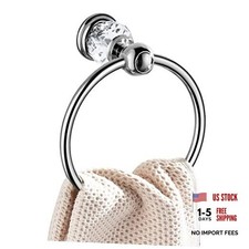 Chrome Towel Ring, Bath Hand Towel Holder Crystal Towel Rack Wall Silver