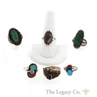 Vintage Southwest Sterling Silver Signed Turquoise Rings Sz 4.75-9.5 #UN0039