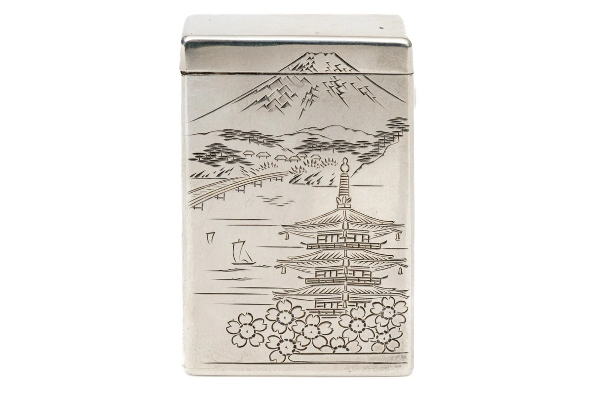 Japanese 1900-1940 Antique US Sterling Silver Cigarette & Vesta