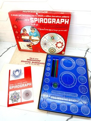 Vintage 1967 Kenner Spirograph No. 401 drawing set in the original box.