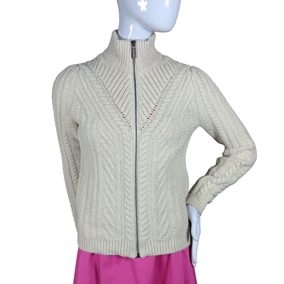 Suéter Tejido con Bisagra Talla XS Beige Cremallera Mezcla Algodón, Poliéster y Acrílico Foto 2 de 4