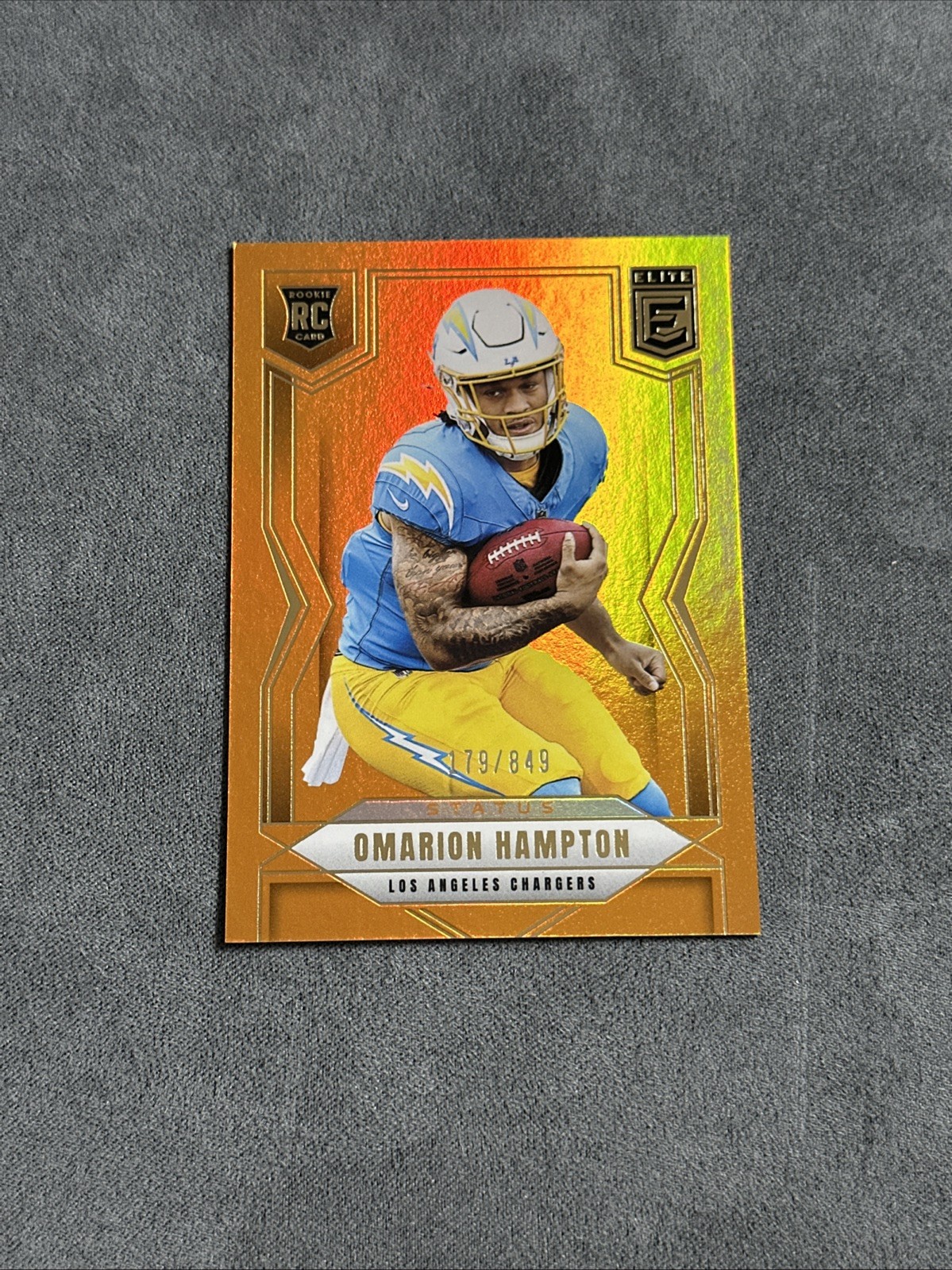 2025 Donruss Elite Rookies Omarion Hampton #132 Status Metallic Orange /849 RC