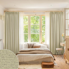 Pinch Pleated Curtain 52W X 96L Inches, Triple Weave Faux Linen Full Blackout Th