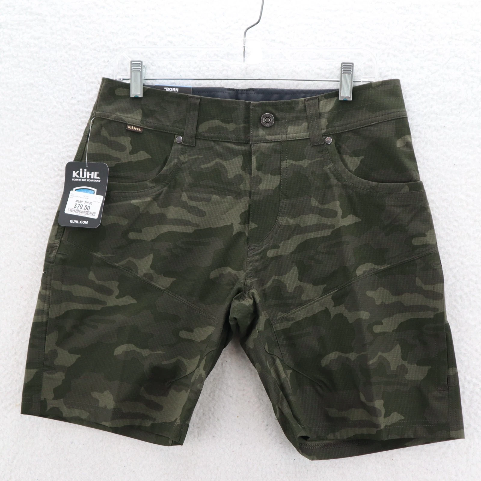 Kuhl Shorts Mens 30 Green Silencr Kargo 10" Camo Ripstop Gorpcore Outdoor Hiking
