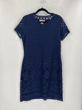 Davina Dress Womens Small Lace Short Sleeve Lined Floral Cocktail Party Semi-For