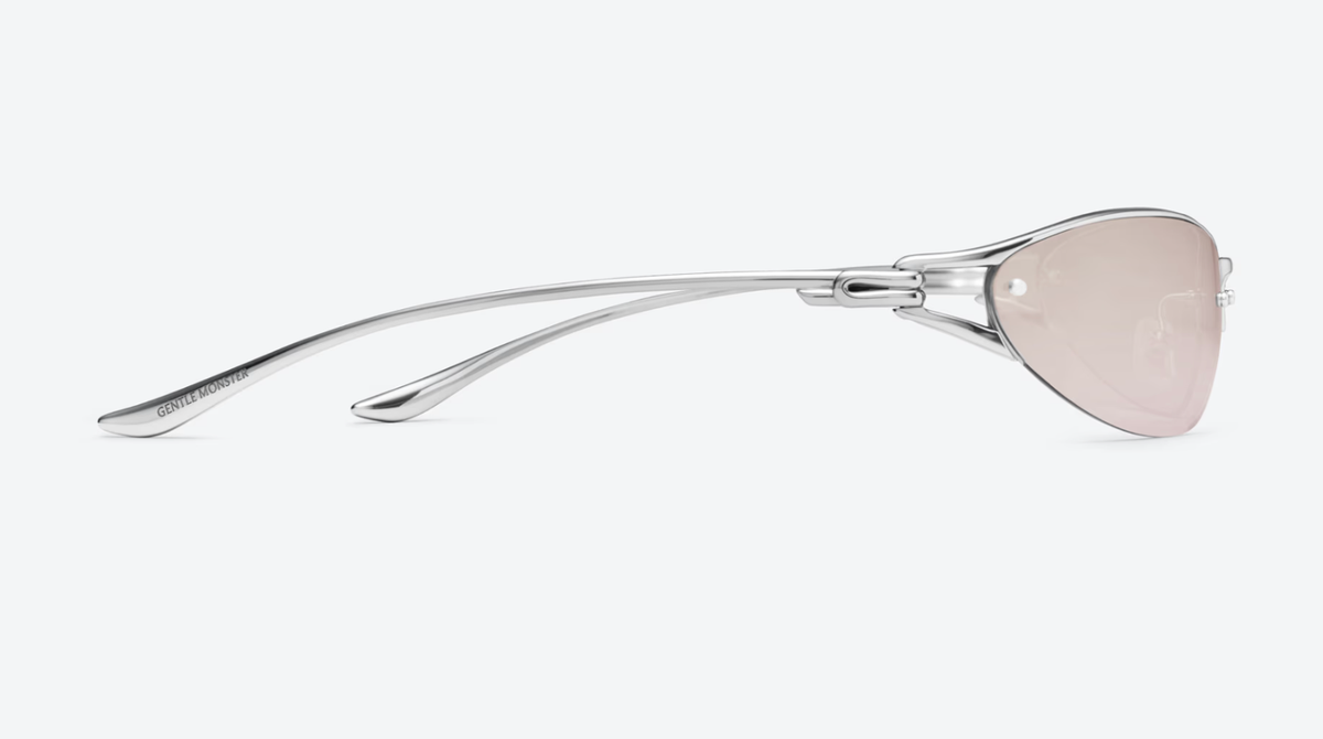 GENTLE MONSTER Futura 02(BRG) Wraparound Sunglasses Silver Frame