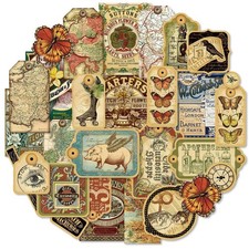 PRSTINCOL 58 Pcs Vintage Stickers - Junk Journal Supplies - Nautical Chart