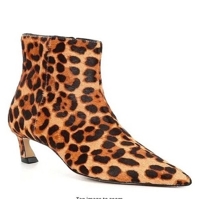 NWT! Size 8! Gianni Bini Genuine Real Calf Fur Hair Leopard Print Ankle Boots 