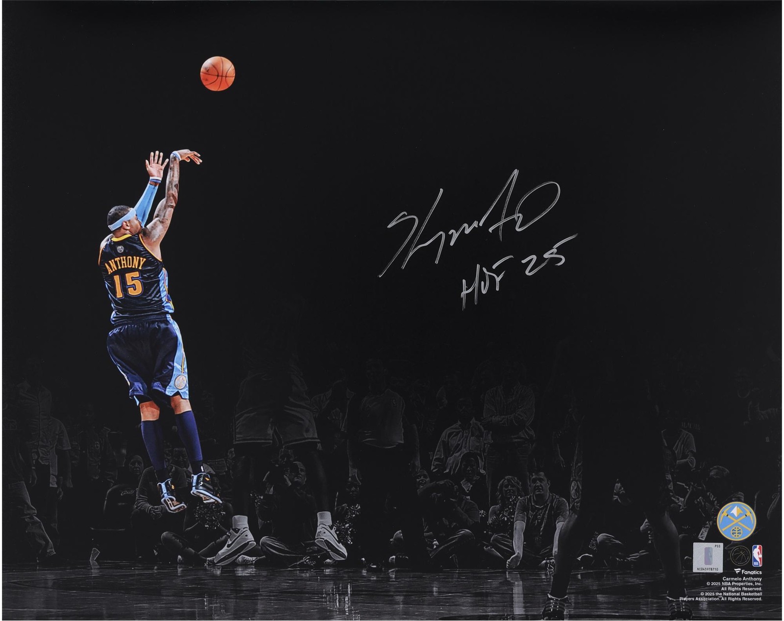 Carmelo Anthony Autographed Signed Denver Nuggets Nuggets 16x20 Shot vs Cavaliers Spotlight Photo w/Insc 