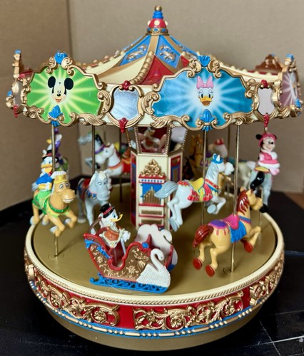 Mr Christmas Disney Mickey Holiday Animated Musical Carousel Works! 1996