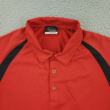 Nike Golf Polo Shirt Youth Large Red Black NikeFITDRY Colorblock Raglan Stretch