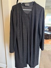 Alex Evenings Black Sparkle Longline Open Cardigan Womens Plus OS