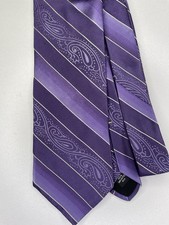 City of London striped silk purple paisley tie, Beautiful Condition! Made in USA