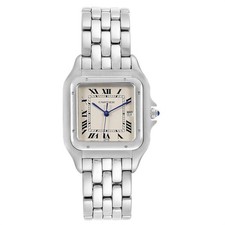 Cartier 29mm Panthere Quartz Jumbo 130 000 C Steel White Roman Dial - No Papers