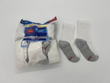 HANES BOY'S CREW SOCKS WHITE 10 PACK SHOE SIZE 4.5-8.5