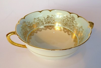 Vintage Coalport England Victoria Regina Zuckerdose vergoldet & aquablau