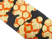 7502516: JAPANESE KIMONO / ANTIQUE FUKURO OBI / SILK / WOVEN CLASSICAL PATTERN