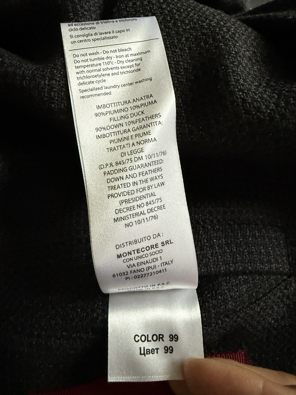 Men's Montecore Dark Grey Wool & Down Jacket, Size 54, New image 8