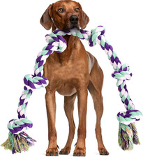 Dog Rope Toy 42In 6 Knots Indestructible Natural Cotton - Tough Chew Toys for Me